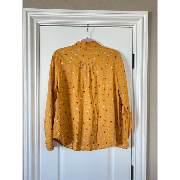 NWT ANTHROPOLOGIE Maeve Women's Mustard Yellow Floral Button Down Size 8 - Picture 6 of 8